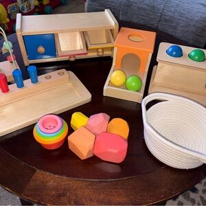Lot Of Montessori Wooden Block Toys Building Puzzles Kids Educational Learning